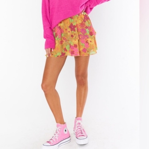 Show Me Your MuMu Dresses & Skirts - Show Me Your Mumu Floral Ruffle Mini Skirt size XS
